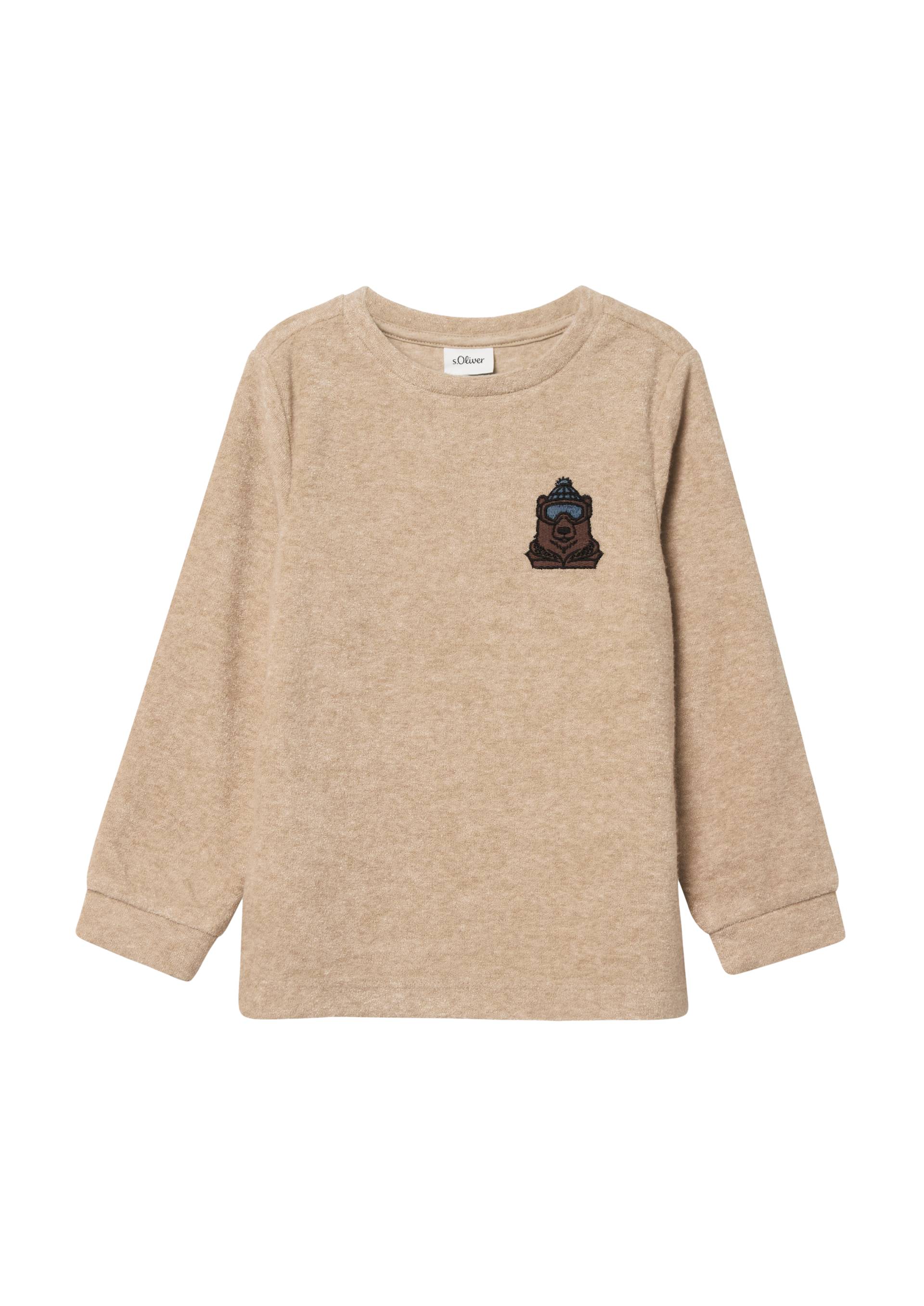 s.Oliver - Warmes Langarmshirt mit Struktur und Stickerei, Kinder, braun von s.Oliver