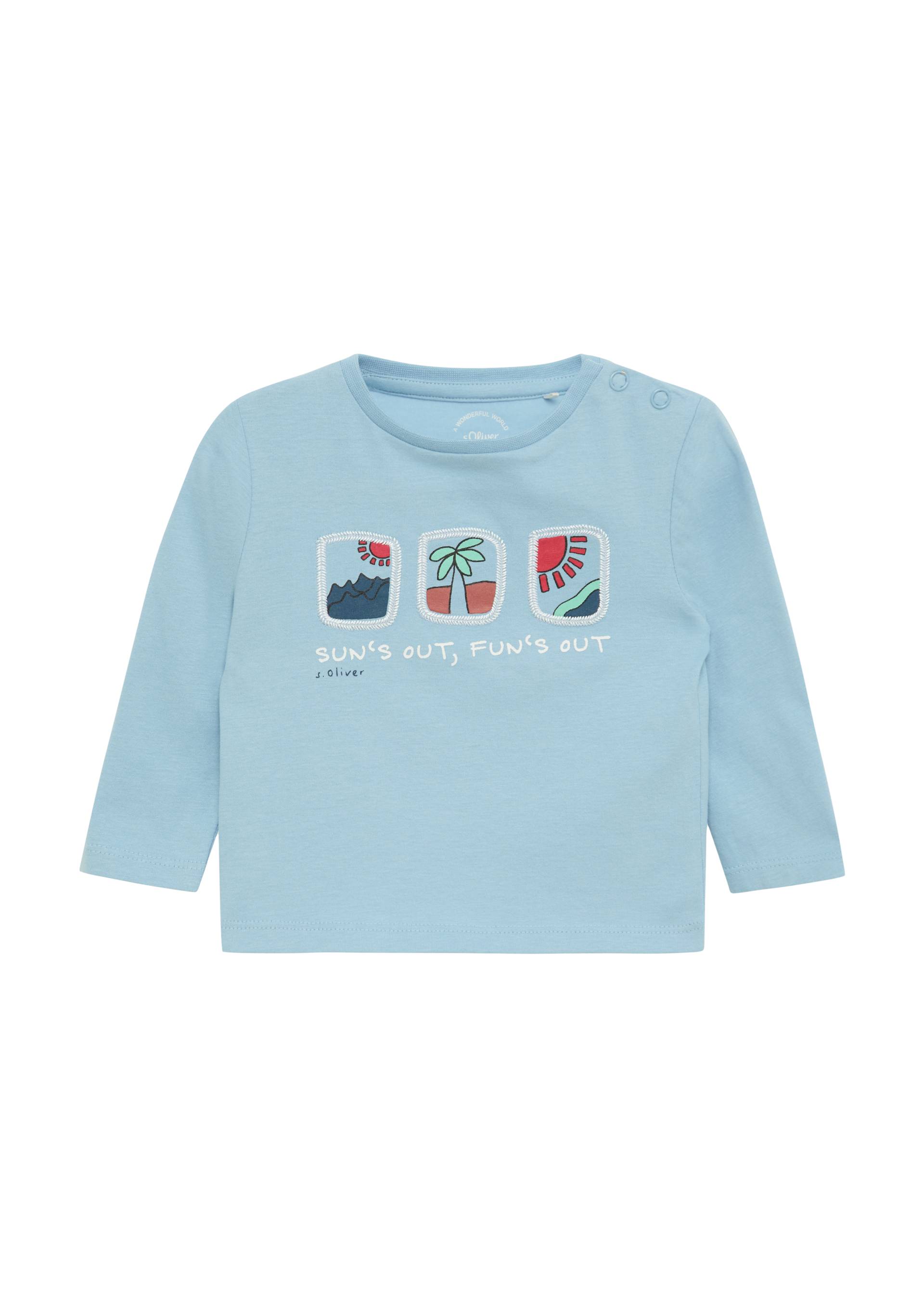 s.Oliver - Weiches Longsleeve mit Frontprint, Babys, blau von s.Oliver