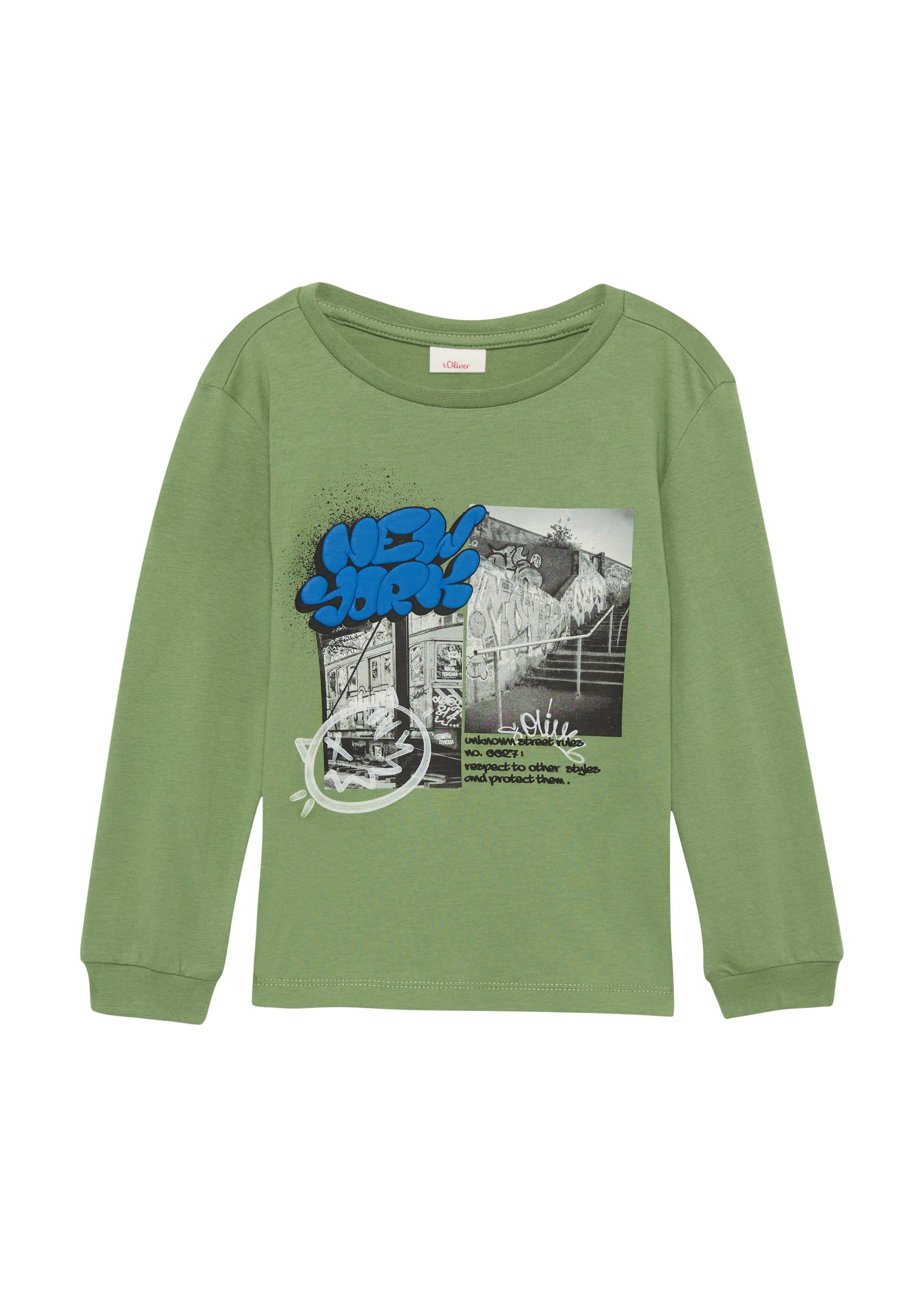 s.Oliver - Weiches Longsleeve mit Frontprint, Kinder, Grün von s.Oliver