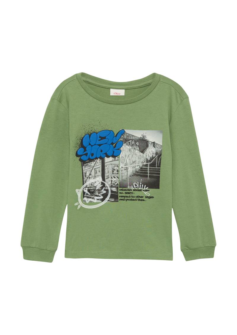 s.Oliver - Weiches Longsleeve mit Frontprint, Kinder, Grün von s.Oliver