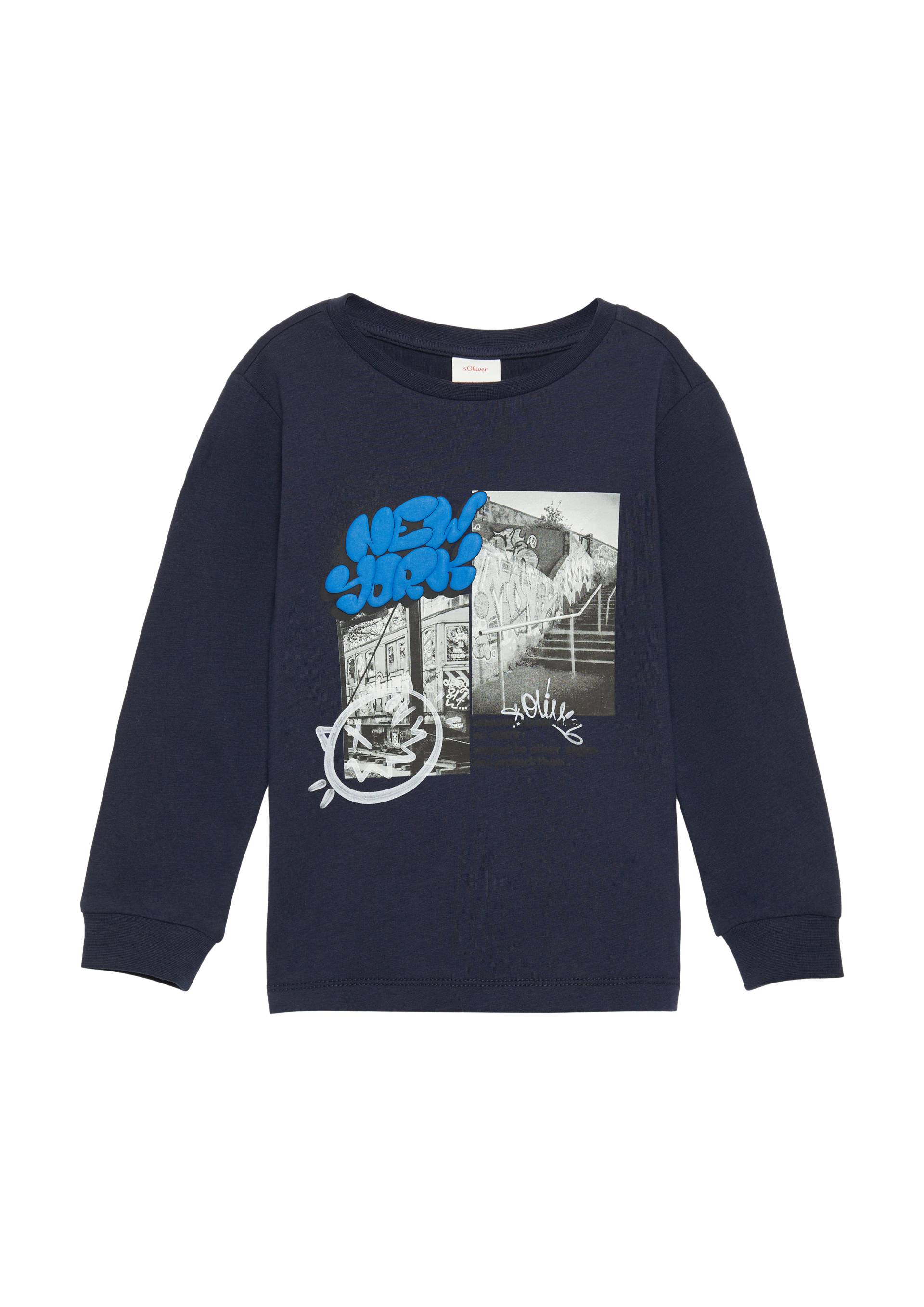 s.Oliver - Weiches Longsleeve mit Frontprint, Kinder, blau von s.Oliver