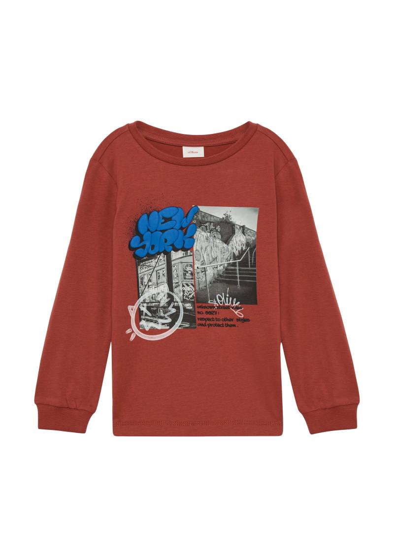 s.Oliver - Weiches Longsleeve mit Frontprint, Kinder, rot von s.Oliver