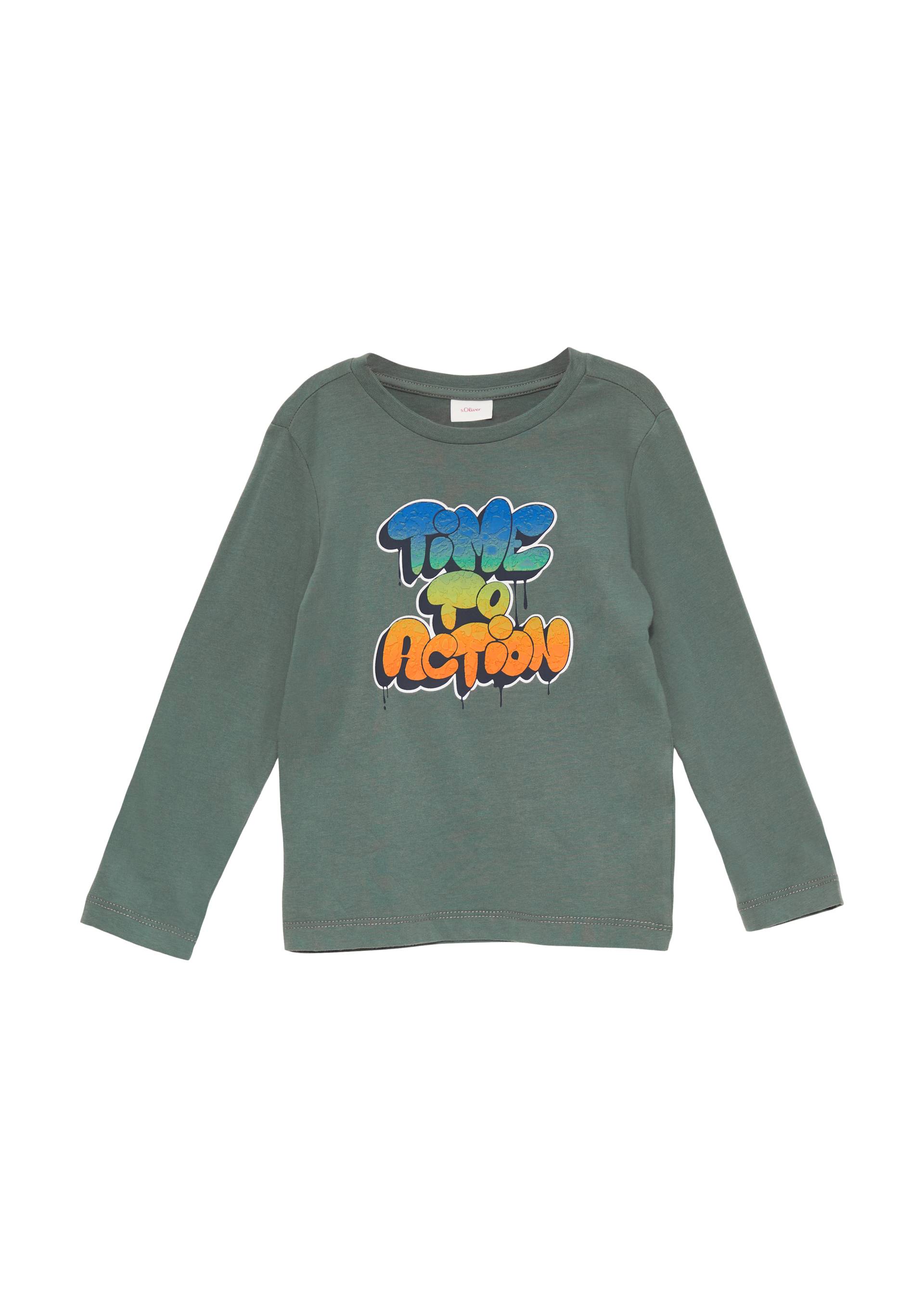 s.Oliver - Weiches Longsleeve mit strukturiertem Grafik-Print, Kinder, grau von s.Oliver
