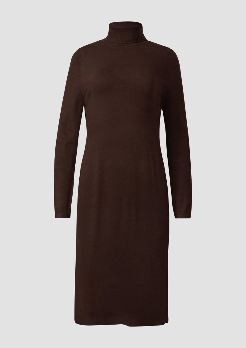 s.Oliver - Rollkragen-Feinstrickkleid im Slim Fit aus Viskosemix, Damen, braun von s.Oliver