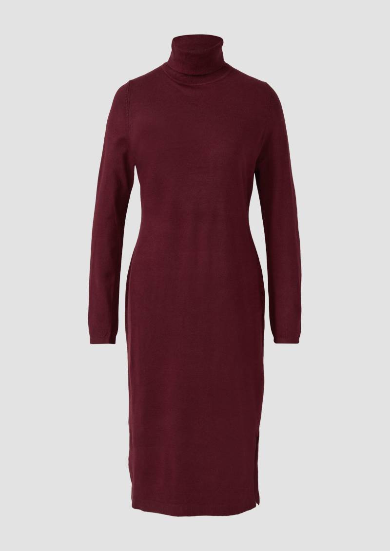 s.Oliver - Rollkragen-Feinstrickkleid im Slim Fit aus Viskosemix, Damen, rot von s.Oliver