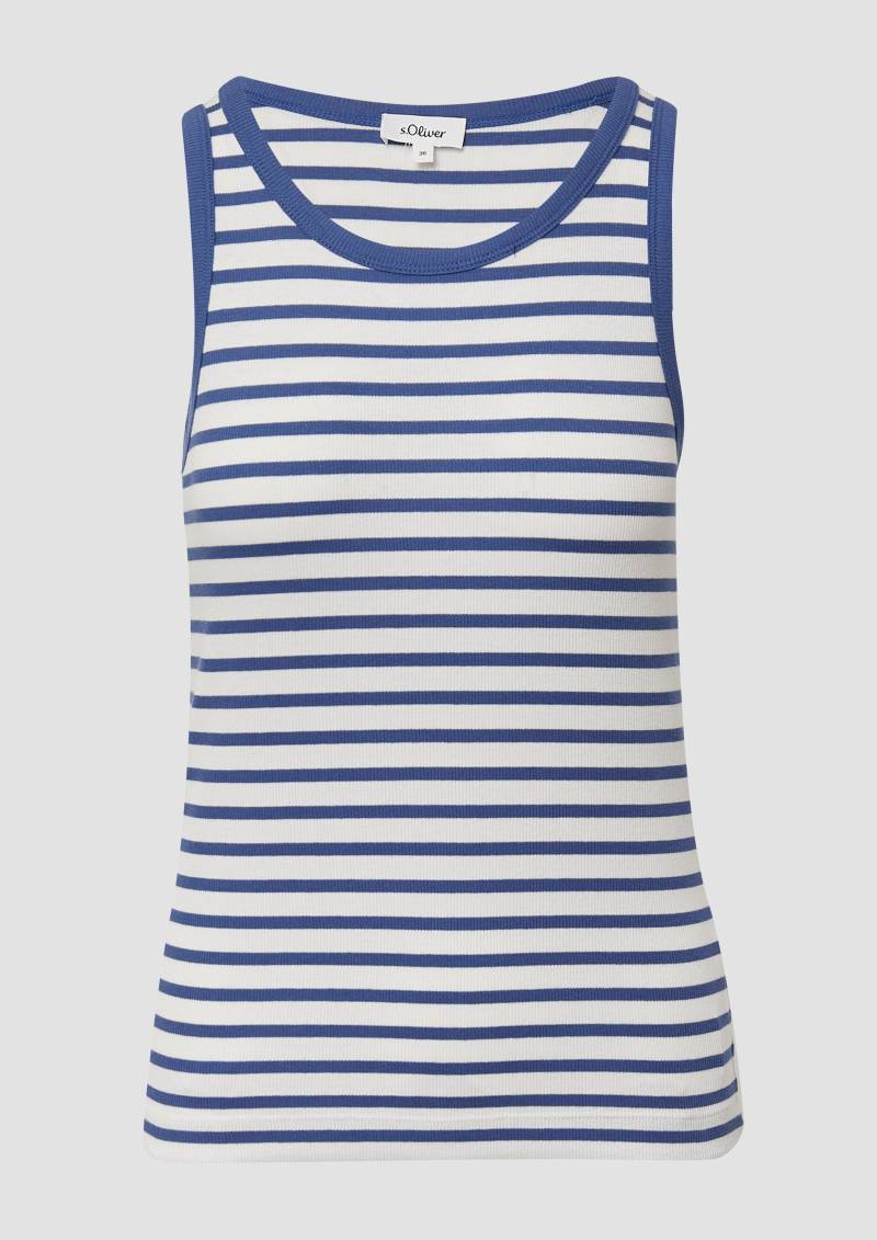 s.Oliver - Weiches Slim-Fit-Top aus Rippware, Damen, blau|weiß von s.Oliver