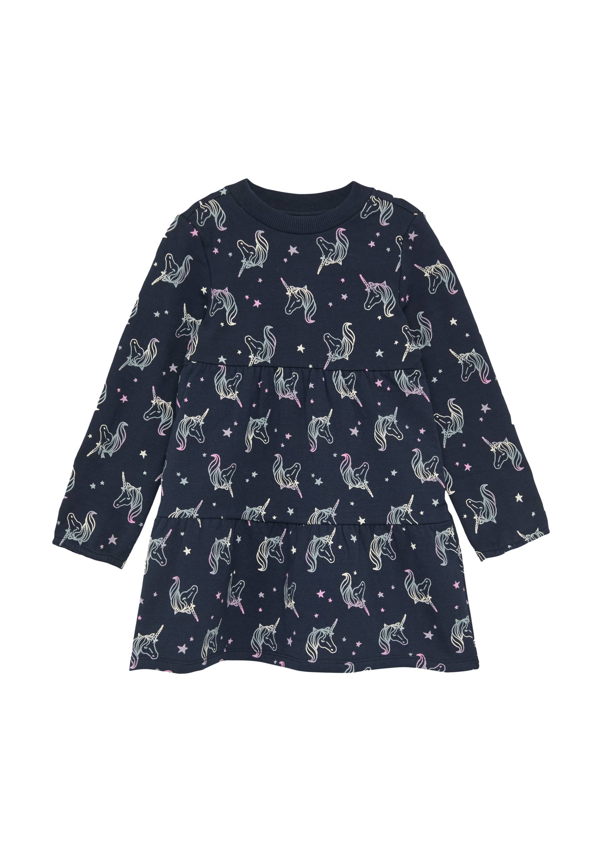 s.Oliver - Weiches Sweat-Kleid mit All-over-Print, Kinder, blau von s.Oliver