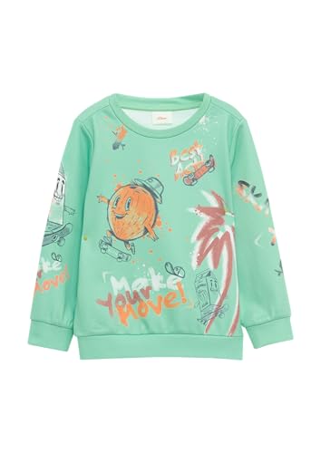 s.Oliver Weiches Sweatshirt mit All-Over-Print türkis 128/134 von s.Oliver