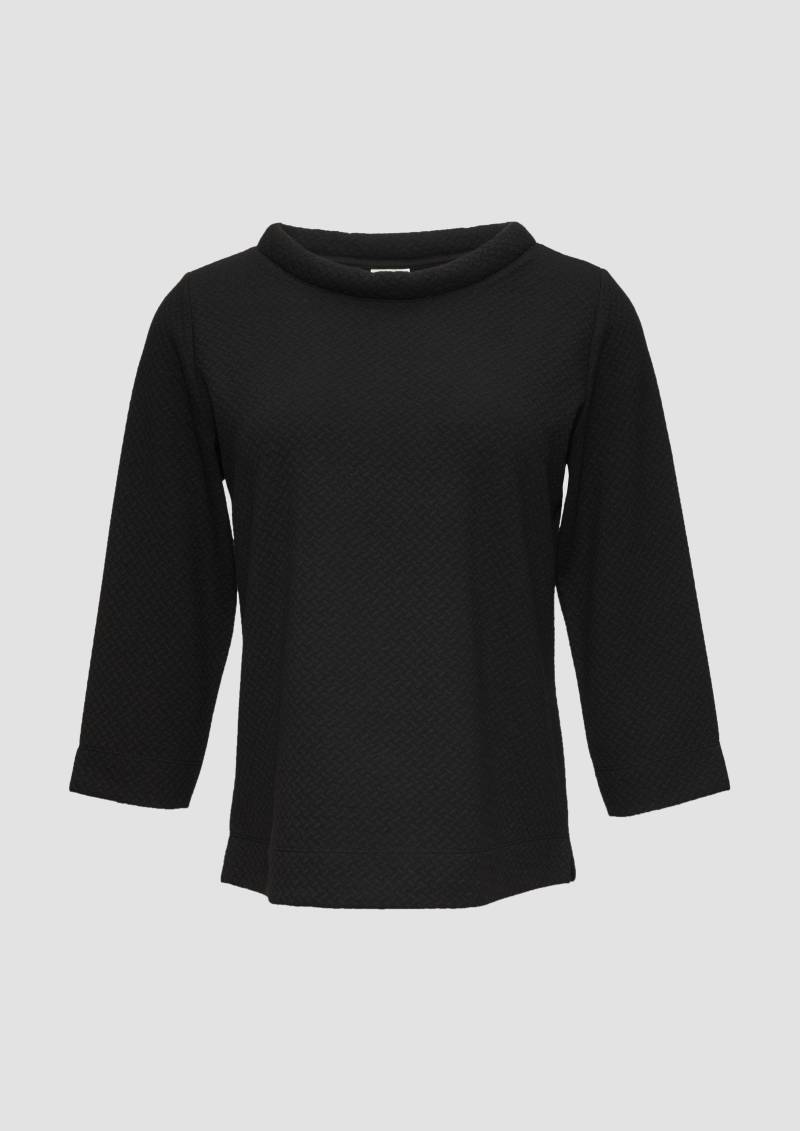 s.Oliver - Strukturiertes Sweatshirt mit Rundhalsausschnitt, Damen, schwarz von s.Oliver