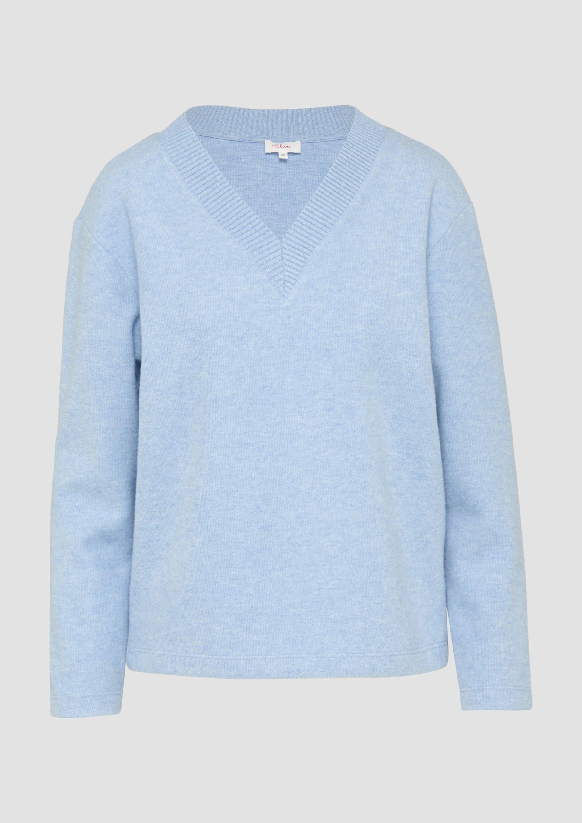 s.Oliver - Weiches Sweatshirt mit V-Ausschnitt, Damen, blau von s.Oliver