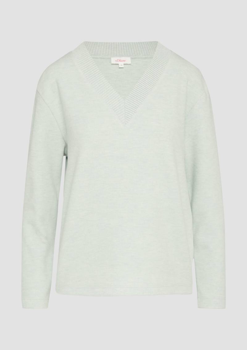 s.Oliver - Weiches Sweatshirt mit V-Ausschnitt, Damen, grün von s.Oliver