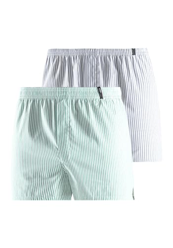 s.Oliver Weite Boxershorts 2er-Pack, blau + grün gestreift, S von s.Oliver