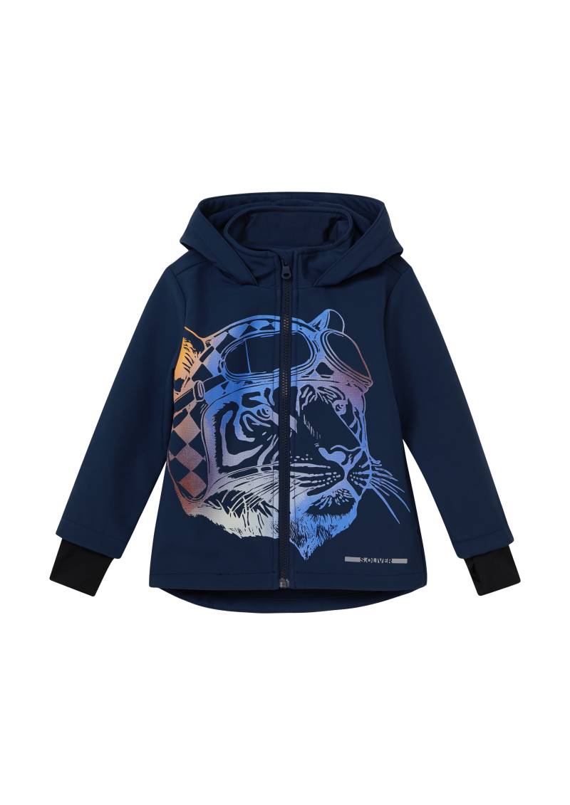 s.Oliver - Wetterfeste Softshell-Jacke mit Fleece-Futter und fixierter Kapuze, Kinder, blau von s.Oliver