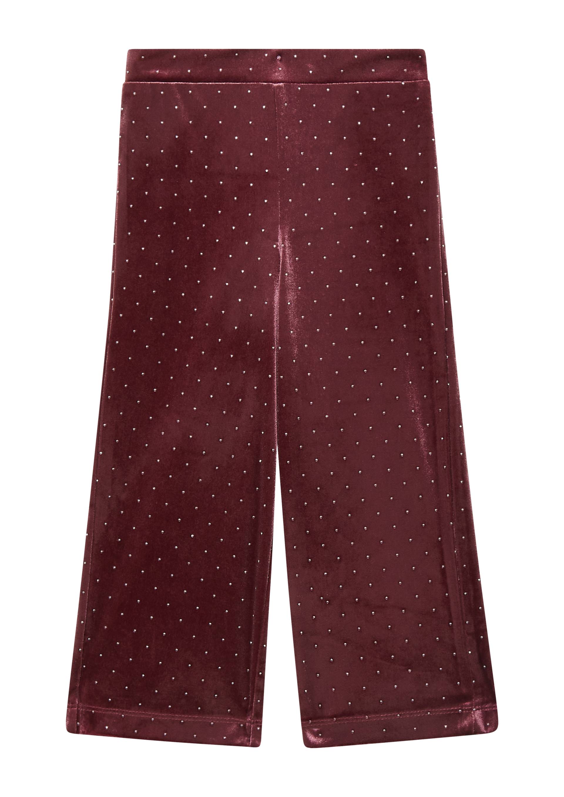 s.Oliver - Wide Leg-Hose aus Samt mit Glitzersteinen, Kinder, rot von s.Oliver