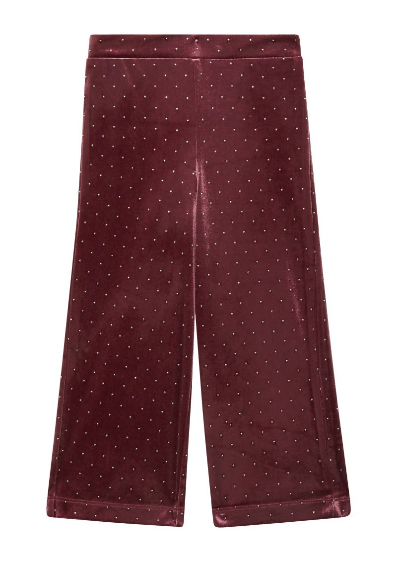 s.Oliver - Wide Leg-Hose aus Samt mit Glitzersteinen, Kinder, rot von s.Oliver