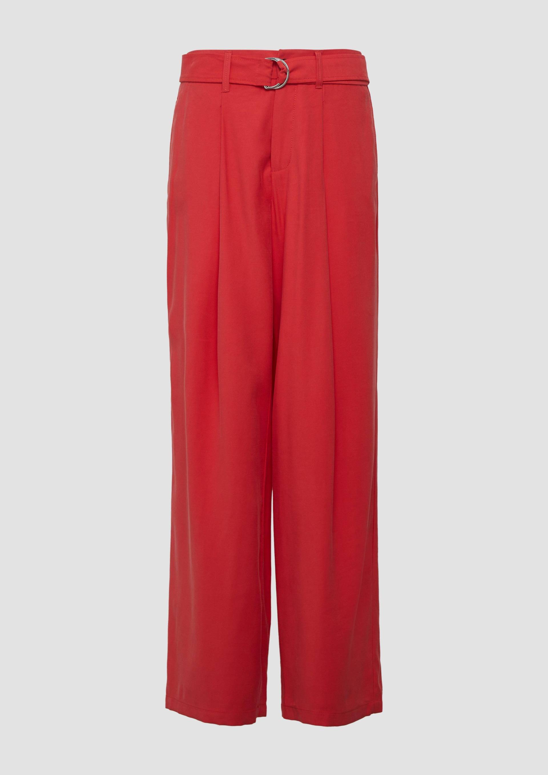 s.Oliver - Wide-Leg-Hose aus Viskosemix mit Stoffgürtel, Damen, rot s.Oliver - Wide-Leg-Hose aus Viskosemix mit Stoffgürtel, Damen, rot von s.Oliver