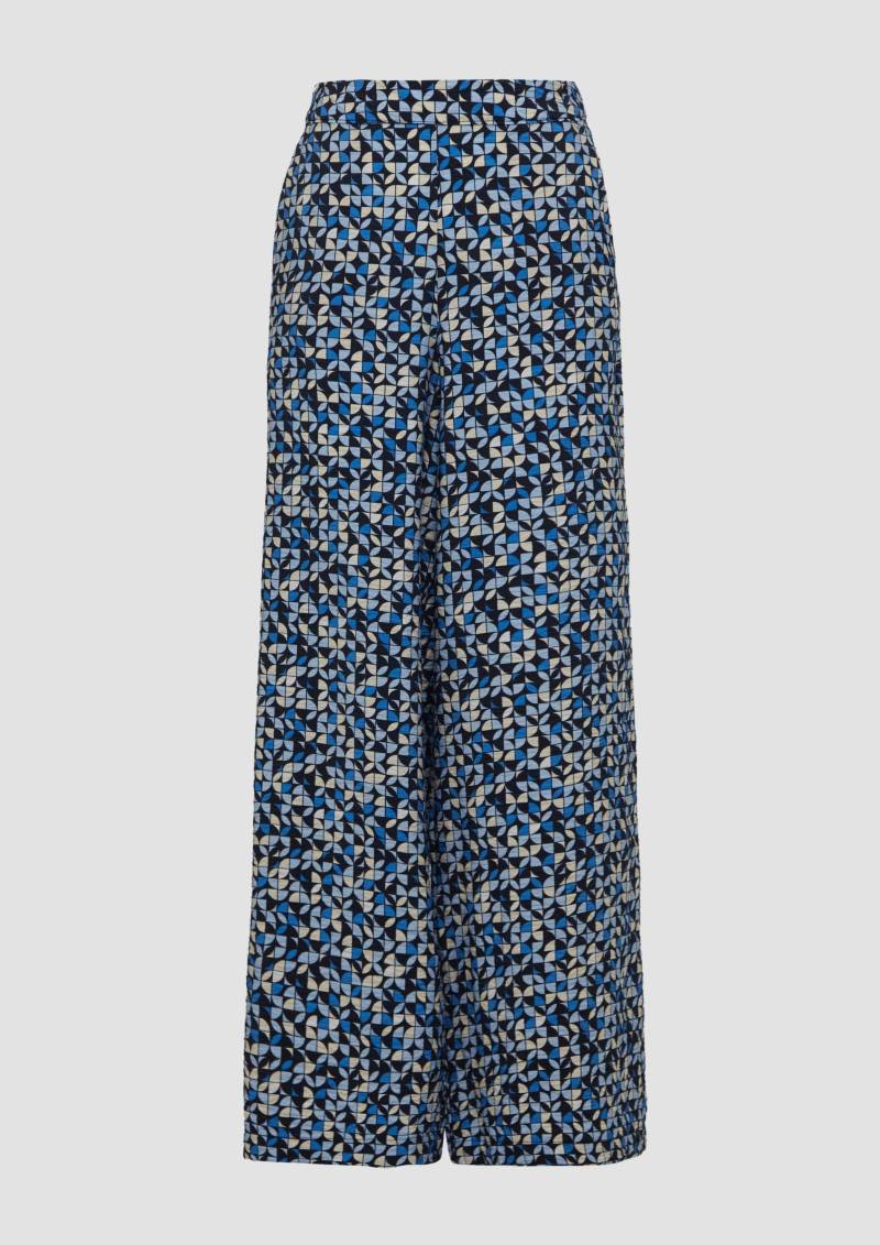 s.Oliver - Wide-Leg-Hose im Loose Fit mit Elastikbund, Damen, blau|mehrfarbig von s.Oliver