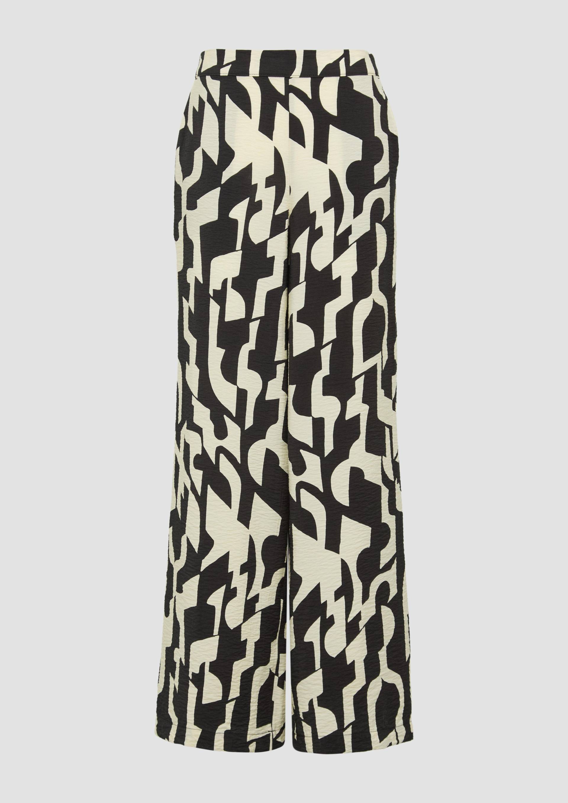 s.Oliver - Wide-Leg-Hose im Loose Fit mit Elastikbund, Damen, weiß|schwarz von s.Oliver