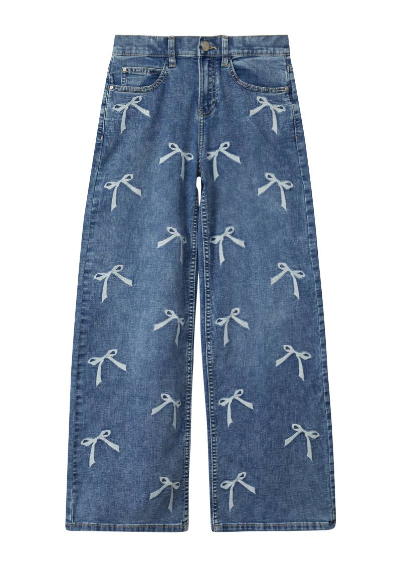 s.Oliver - Wide Leg Jeans mit Stickerei / Regular Fit / Mid Rise, Mädchen, blau von s.Oliver