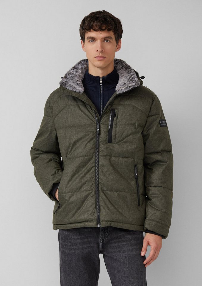 s.Oliver Winterjacke Outdoor-Jacke Melierte Pufferjacke mit abnehmbarem Kunstpelz-Innenkragen von s.Oliver