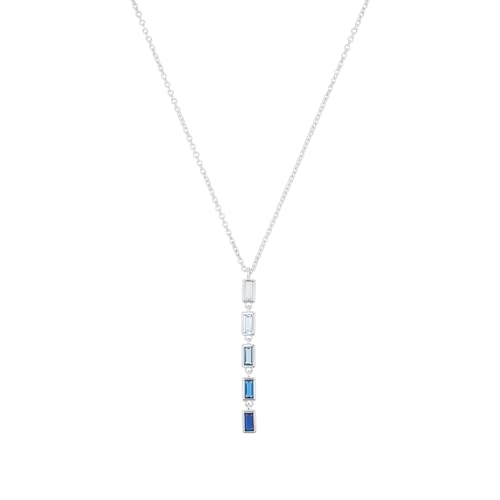 s.Oliver Y-Collier 925 Sterling Silber Damen Halsschmuck, mit Zirkonia synth., 42+3 cm, Blau, Kommt in Schmuck Geschenk Box, 2031402 von s.Oliver