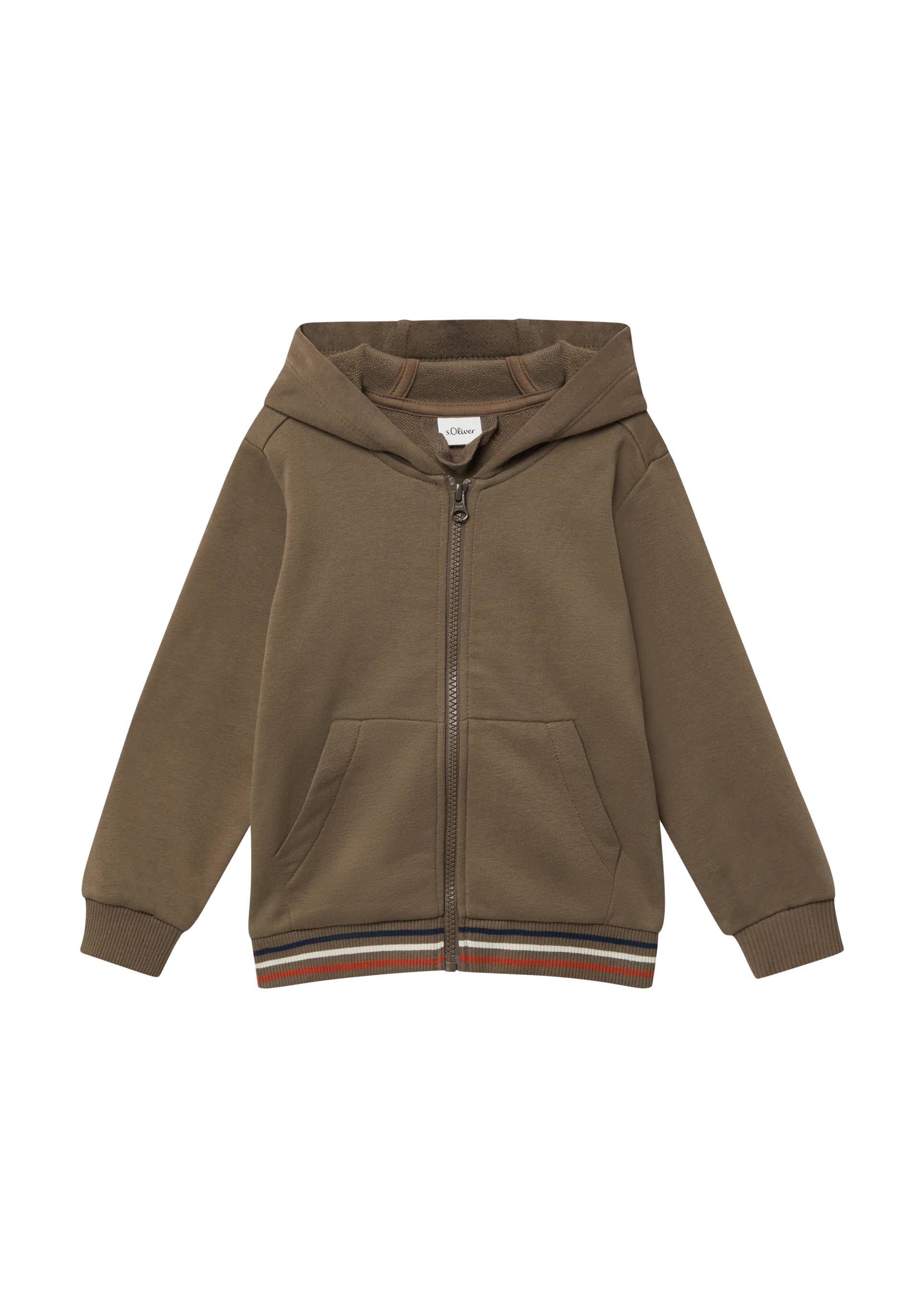 s.Oliver - Zip-Hoodie mit Elastikbund und großem Rückenprint, Kinder, braun von s.Oliver