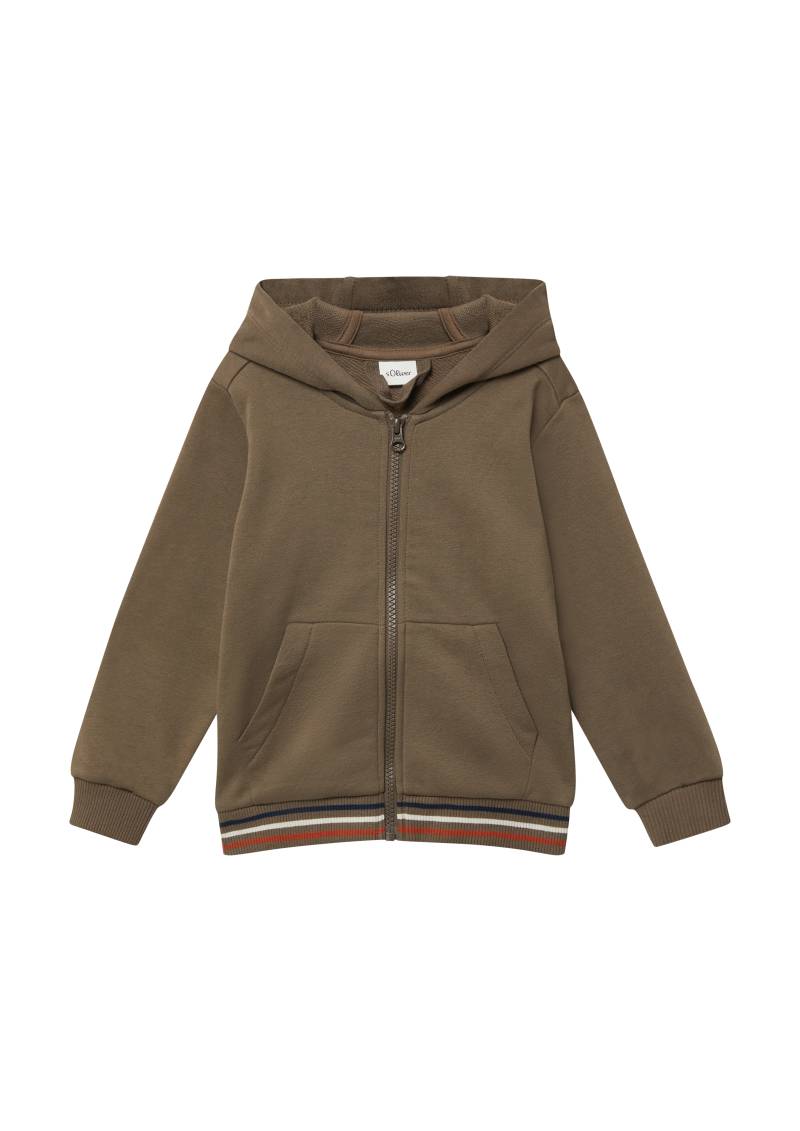 s.Oliver - Zip-Hoodie mit Elastikbund und großem Rückenprint, Kinder, braun von s.Oliver
