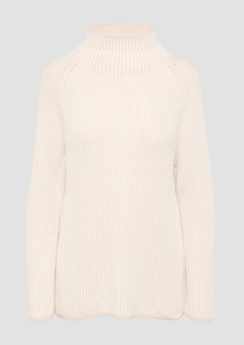 s.Oliver - Zweifarbiger Strickpullover mit Stehkragen, Damen, Beige von s.Oliver