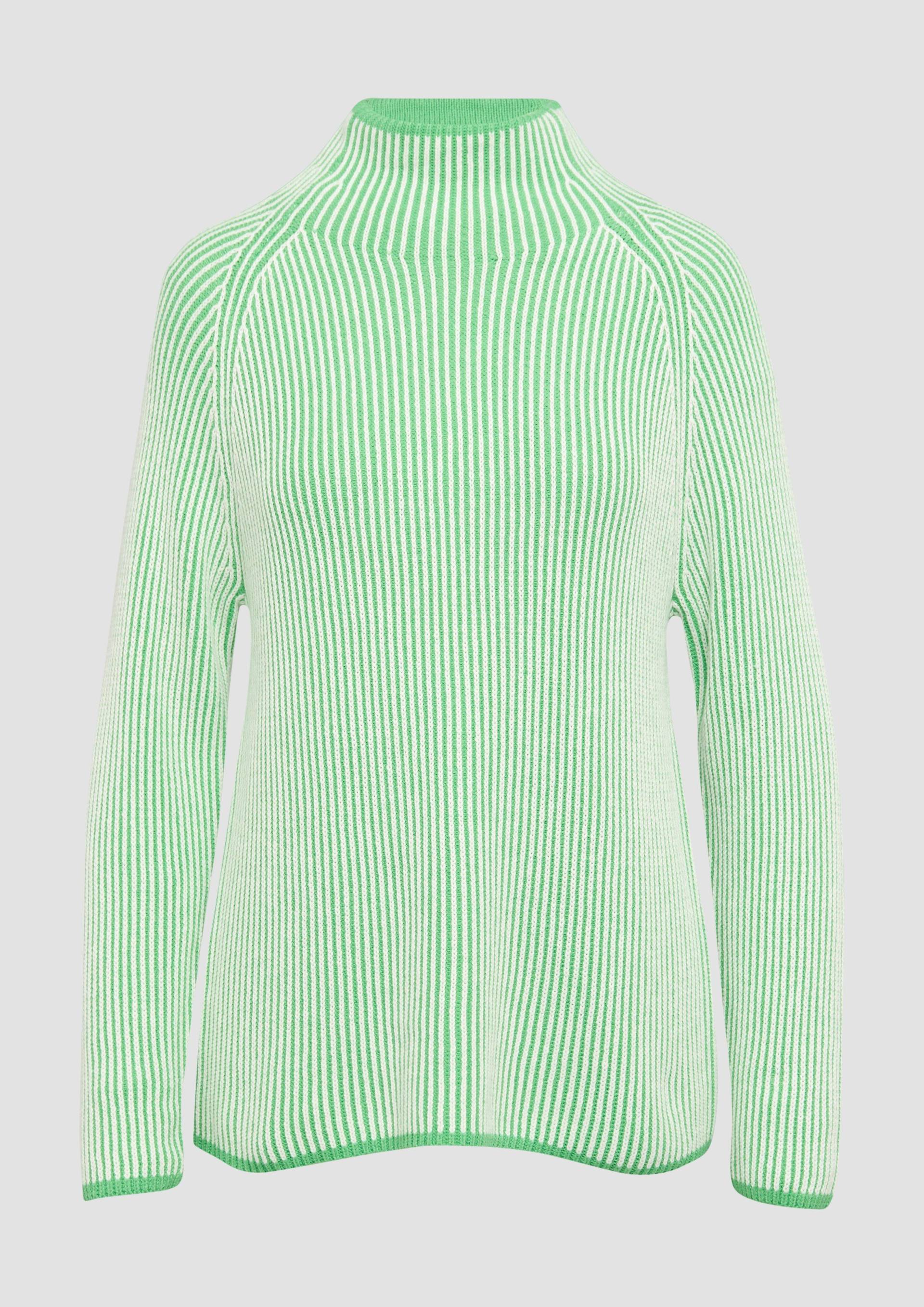 s.Oliver - Zweifarbiger Strickpullover mit Stehkragen, Damen, grün von s.Oliver