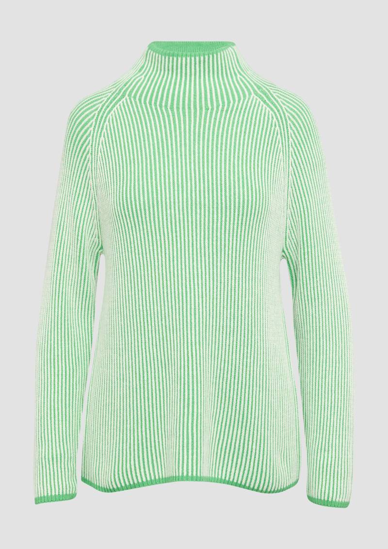 s.Oliver - Zweifarbiger Strickpullover mit Stehkragen, Damen, grün von s.Oliver