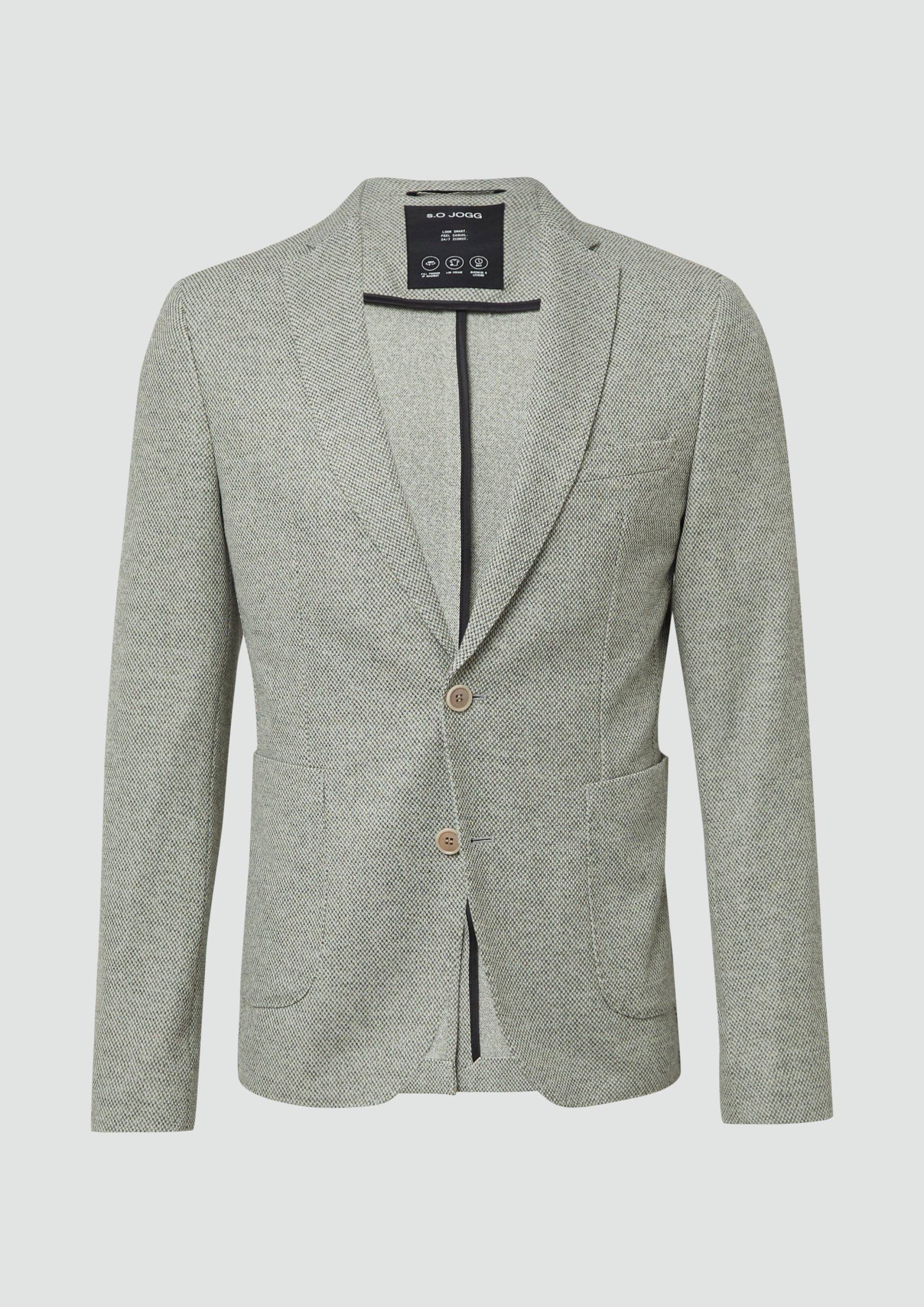 s.Oliver - s.O JOGG: Strukturiertes Sakko aus meliertem Jersey, Herren, Grün von s.Oliver