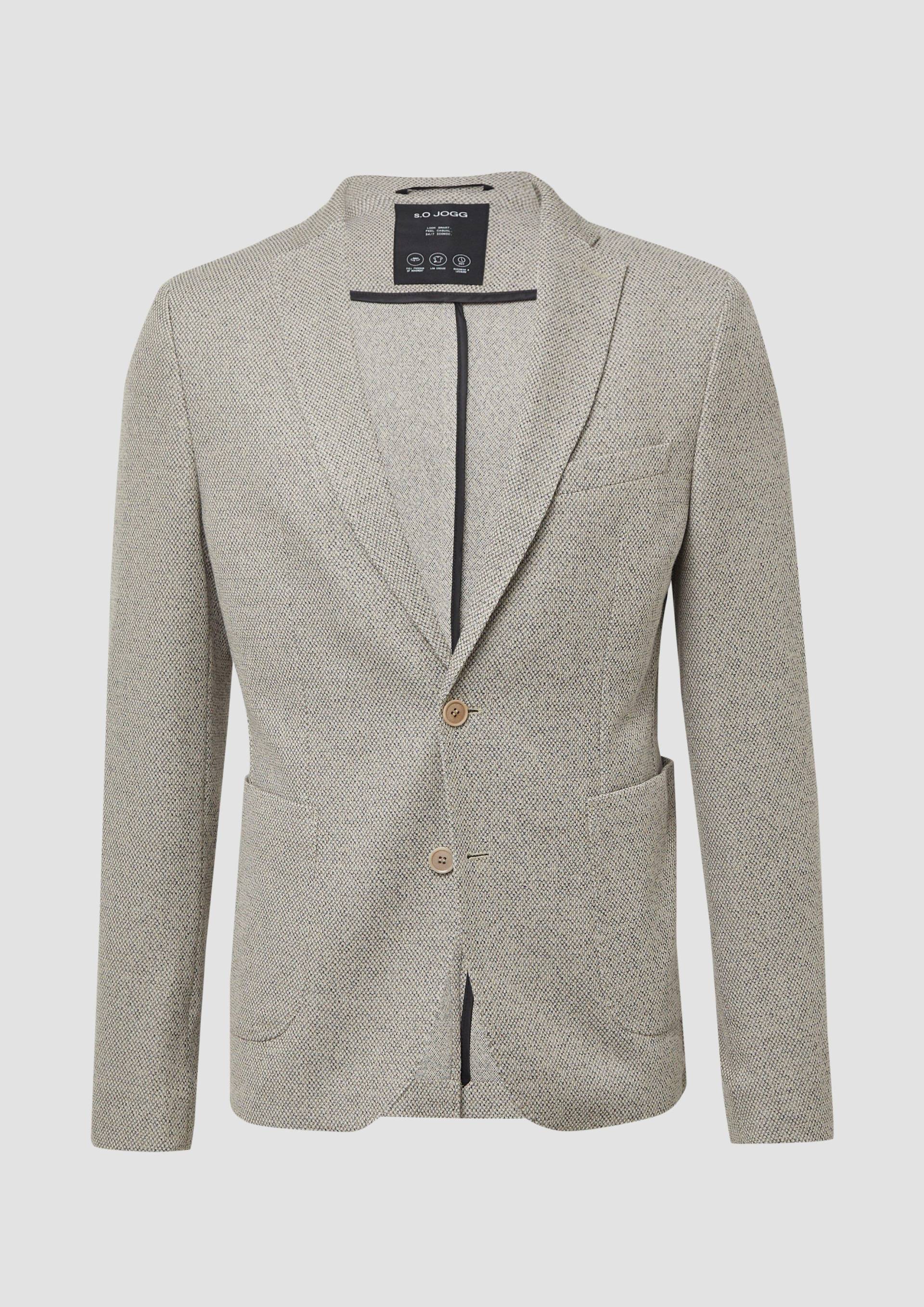 s.Oliver - s.O JOGG: Strukturiertes Sakko aus meliertem Jersey, Herren, braun von s.Oliver