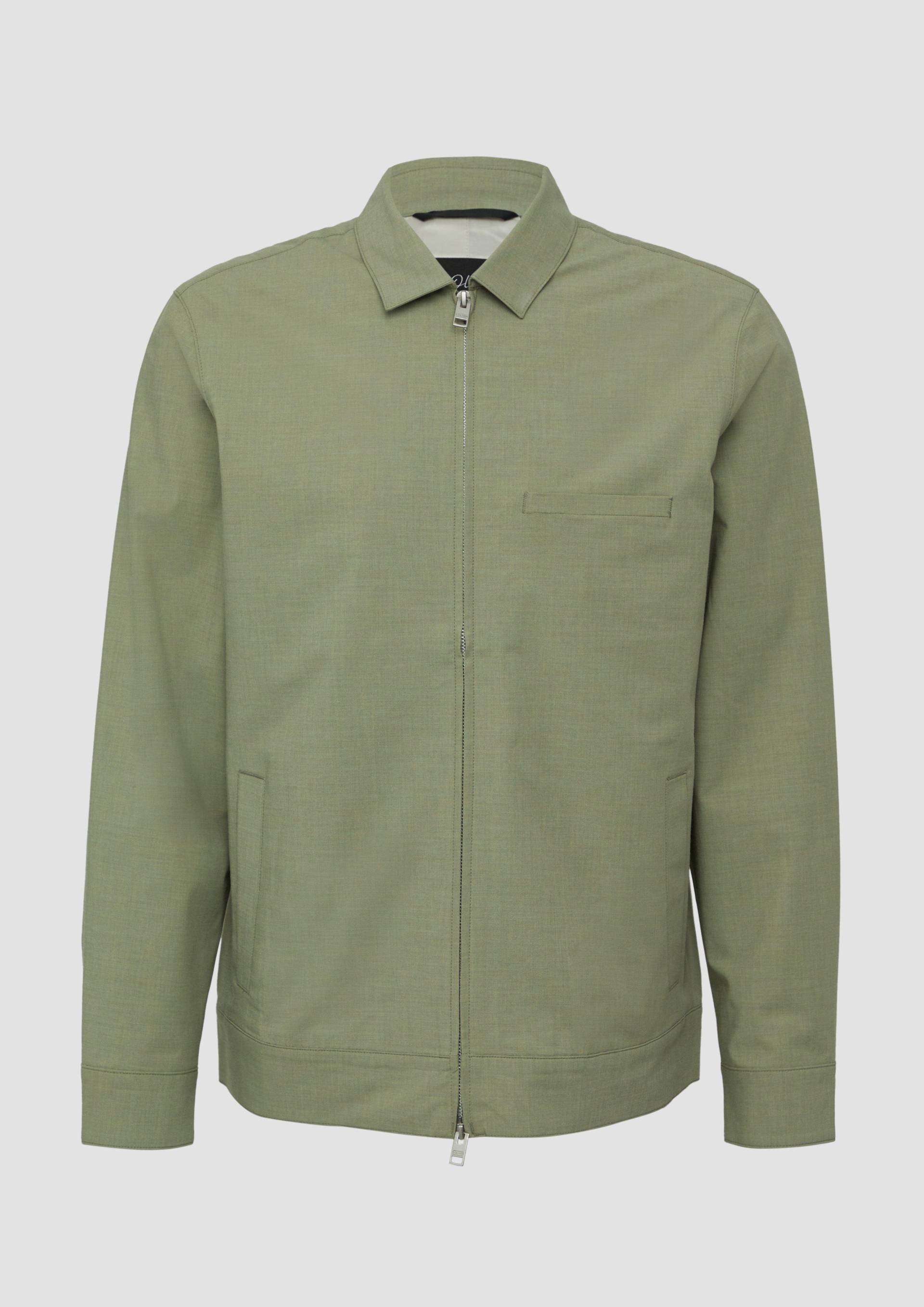 s.Oliver - s.O PURE: Blouson-Jacke aus meliertem Stretch-Material, Herren, Grün von s.Oliver