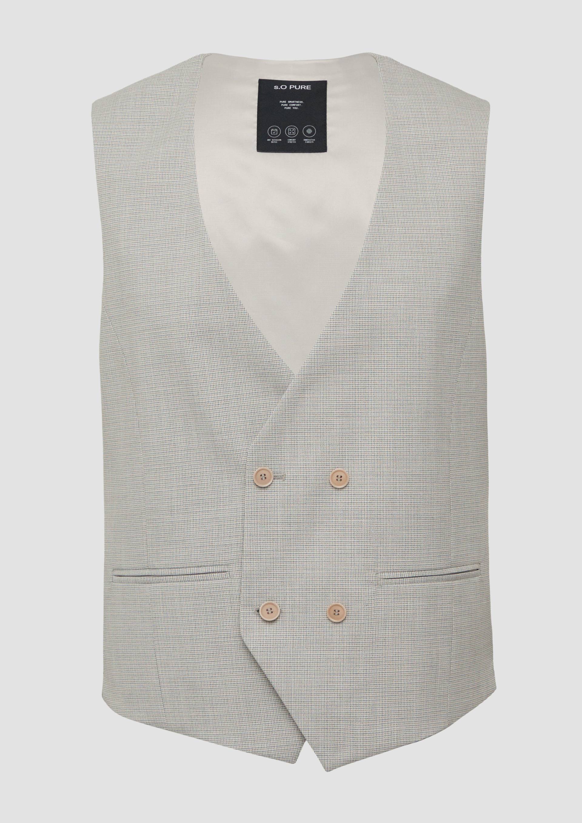 s.Oliver - s.O PURE: Doppelreihige Weste aus kariertem Stretch-Gewebe, Herren, grau s.Oliver - s.O PURE: Doppelreihige Weste aus kariertem Stretch-Gewebe, Herren, grau von s.Oliver