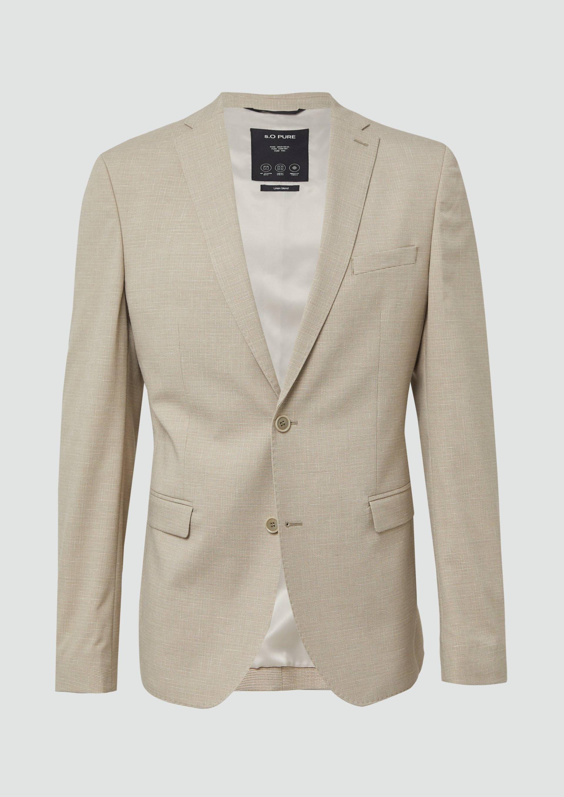 s.Oliver - s.O PURE: Fein gemustertes Sakko im Slim Fit, Herren, Beige von s.Oliver