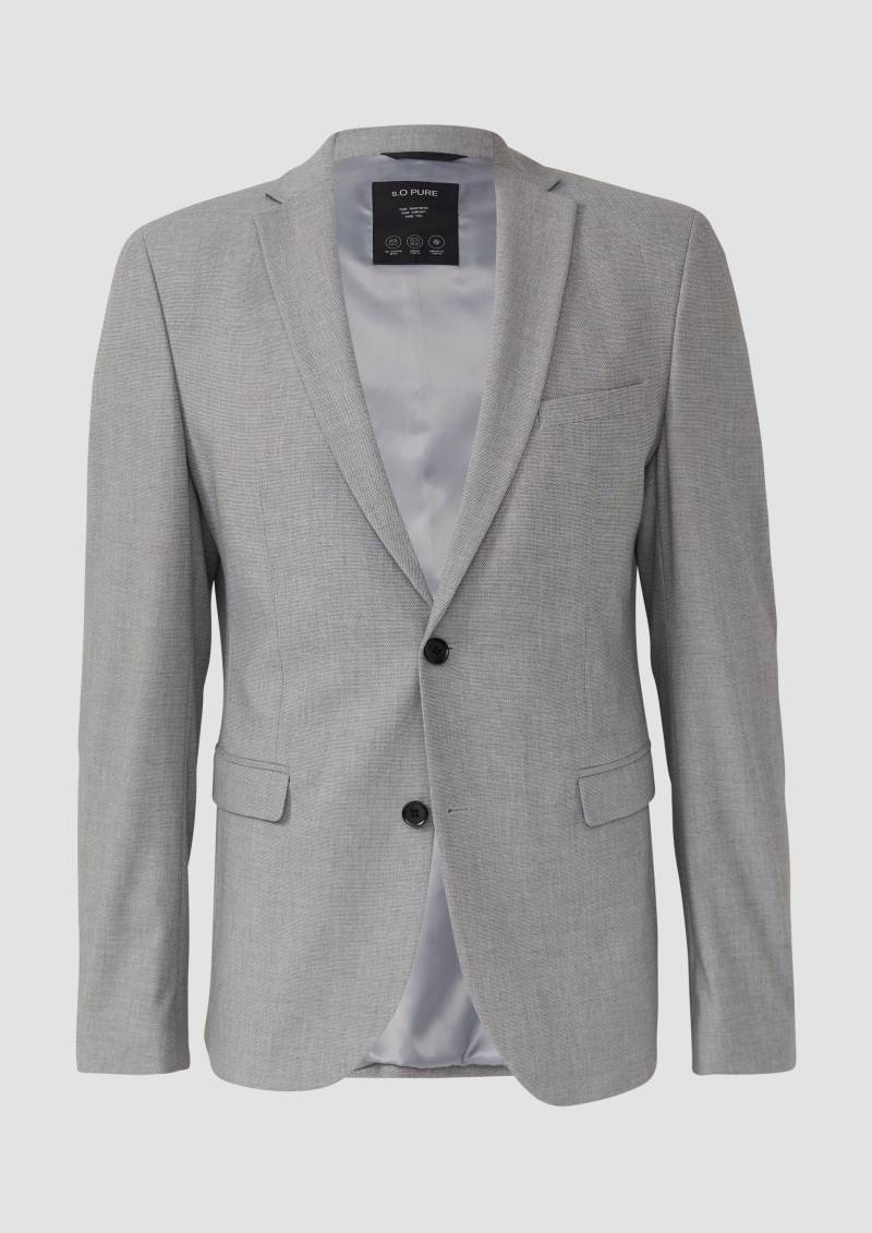 s.Oliver - s.O PURE: Strukturiertes Anzugsakko im Slim Fit, Herren, grau von s.Oliver