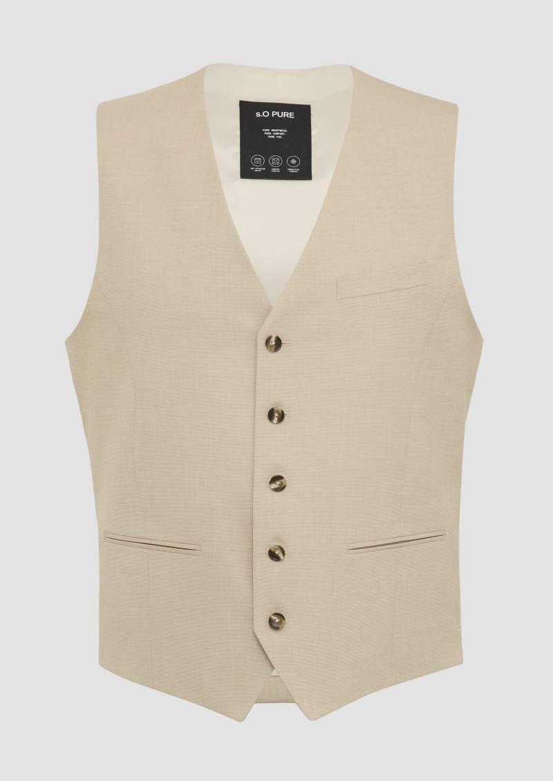 s.Oliver - s.O Pure: Anzug-Weste mit feiner Webstruktur, Herren, Beige von s.Oliver