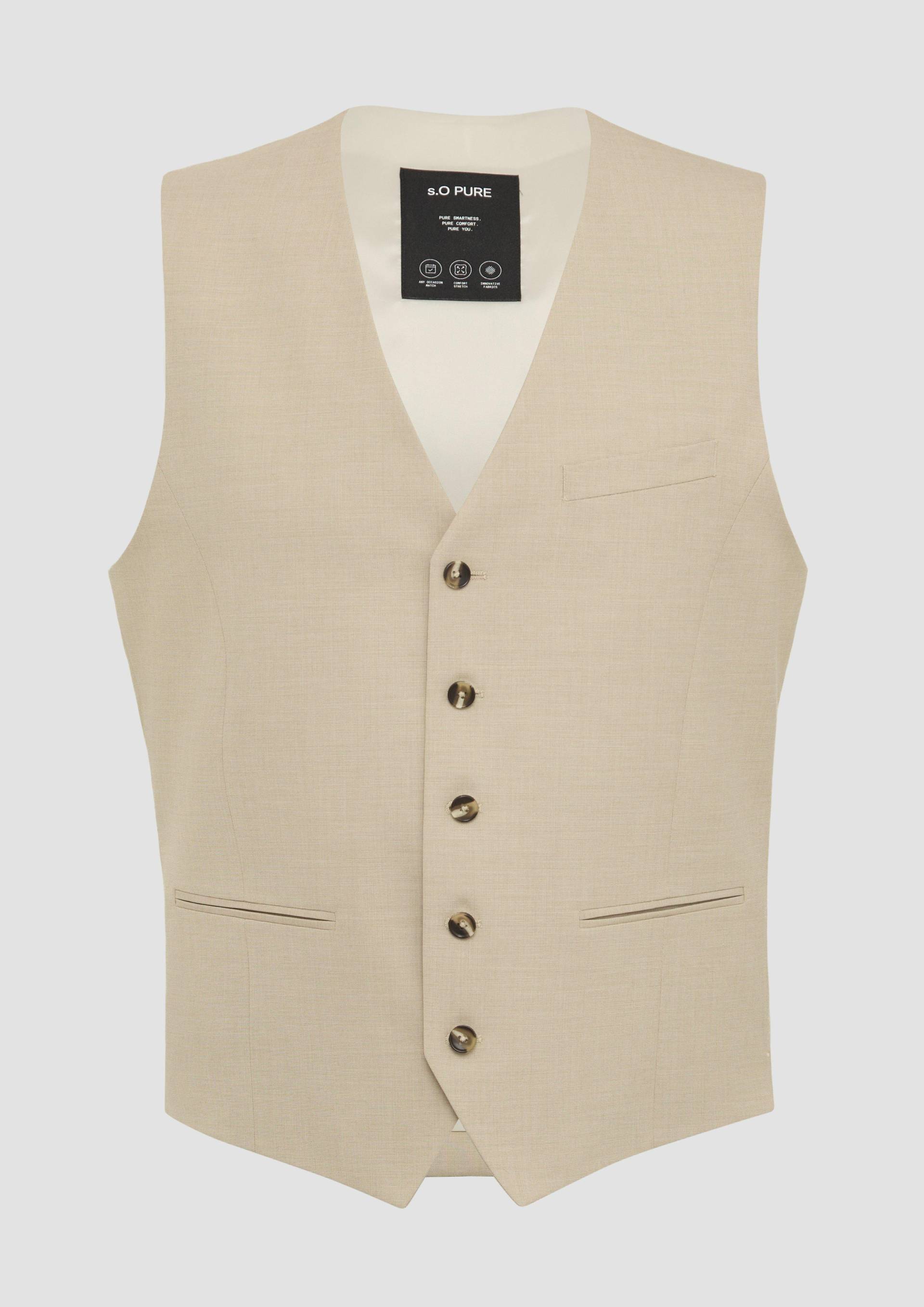 s.Oliver - s.O Pure: Anzug-Weste mit feiner Webstruktur, Herren, Beige von s.Oliver