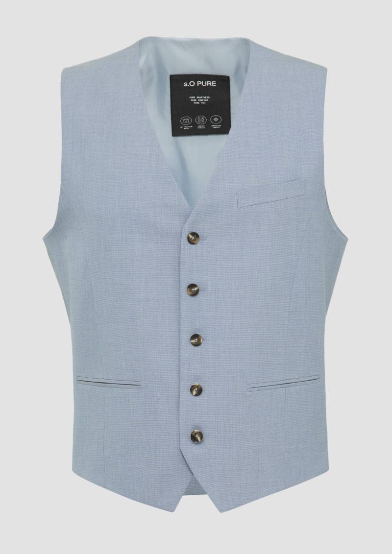 s.Oliver - s.O Pure: Anzug-Weste mit feiner Webstruktur, Herren, blau von s.Oliver