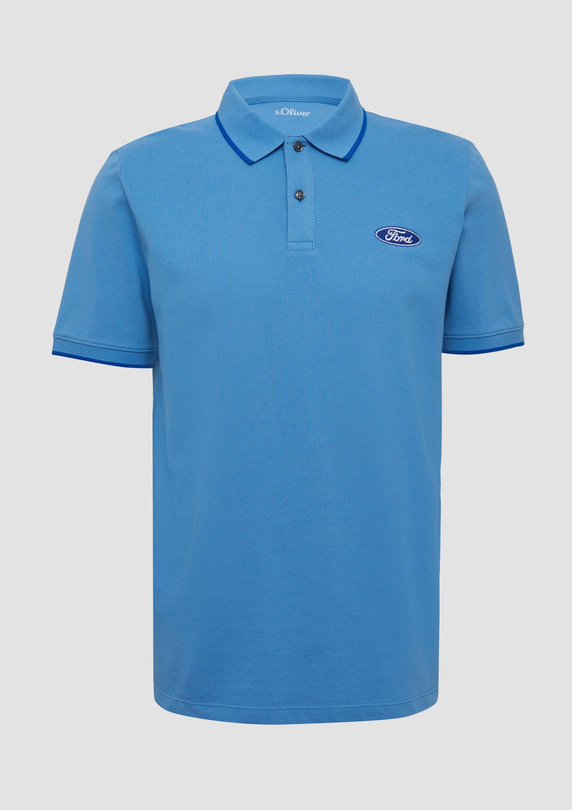 s.Oliver - Poloshirt aus Piqué mit Stickerei und Ford®-Artwork, Herren, blau von s.Oliver
