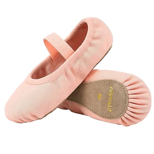 s.lemon Anfänger Ballet Schuhe,Elastisch Ganze Ledersohle Tanzschuhe Ballettschuhe für Kinder Mädchen Rosa 25 von s.lemon