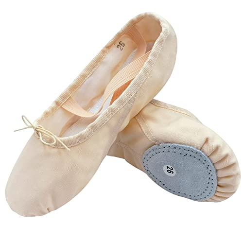 s.lemon Ballet Shoe,Geteilte Sohle Leinwand Tanzschuhe Damen Ballett Schläppchen Ballettschuhe fur Tanz Rosa 27 von s.lemon