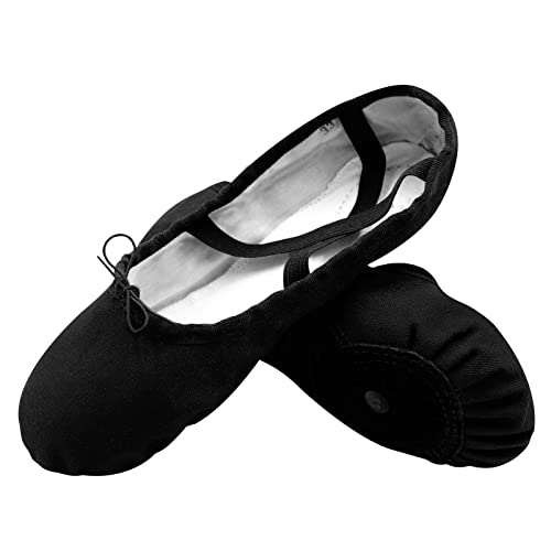 s.lemon Ballet Shoe,Geteilte Sohle Leinwand Tanzschuhe Damen Ballett Schläppchen Ballettschuhe fur Tanz Schwarz 31 von s.lemon