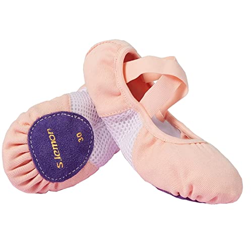 s.lemon Ballettschuhe,Elastische Leinen Geteilte Sohle Ballettschläppchen Ballet Schuhe Ballettschuhe für Kinder & Erwachsene Masche 32EU von s.lemon