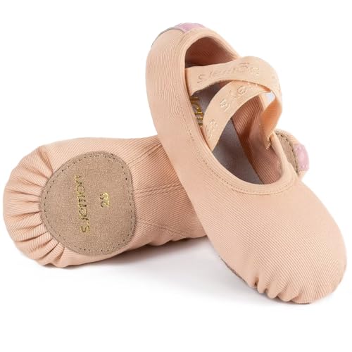 s.lemon Ballettschuhe,Elastische Leinen Geteilte Sohle Ballettschläppchen Ballet Schuhe Ballettschuhe für Kinder & Erwachsene Orange 34 von s.lemon
