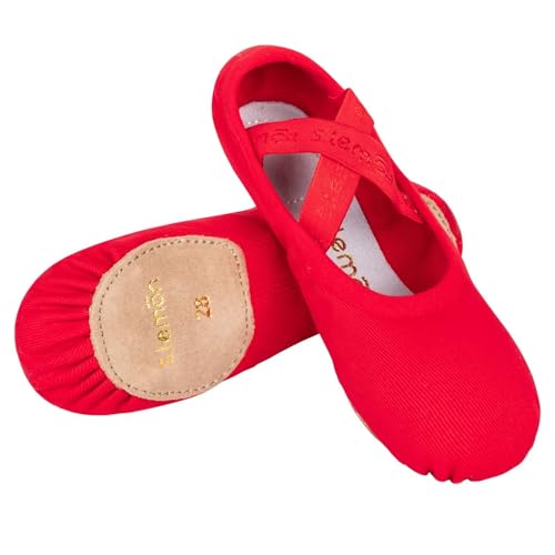 s.lemon Ballettschuhe,Elastische Leinen Geteilte Sohle Ballettschläppchen Ballet Schuhe Ballettschuhe für Kinder & Erwachsene Rot 25 von s.lemon