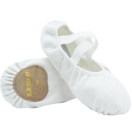 s.lemon Ballettschuhe,Elastische Leinen Geteilte Sohle Ballettschläppchen Ballet Schuhe Ballettschuhe für Kinder & Erwachsene Weiß 33EU von s.lemon