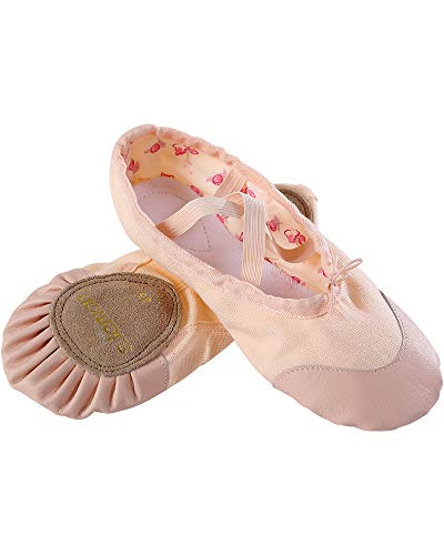 s.lemon Ballettschuhe Ballettschläppchen,Doppelschicht Leinwand Geteilte Sohle Ballett Schuh für Mädchen Kinder Damen Männer Lederzehe Rosa (39 EU) von s.lemon