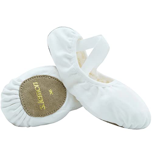 s.lemon Leinwand Ballett Schuh Geteilte Leder Sohle Ballet Shoes Ballett Schläppchen TLK Weiß 21 von s.lemon