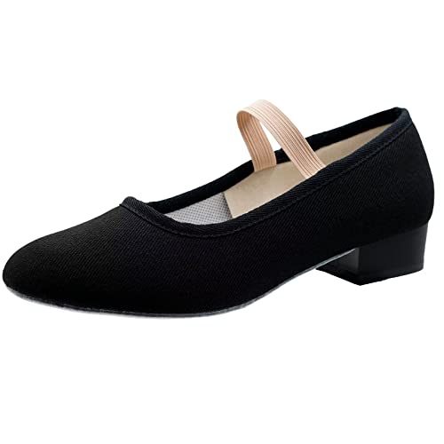 s.lemon Canvas Charakterschuhe,Damen 2.5cm Schwarz Charakter Schuh fur Ballett 30 von s.lemon